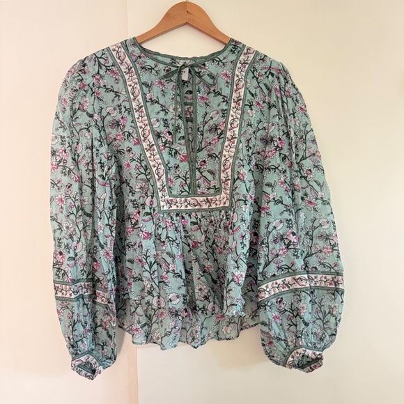 ISABLE MARANT GAYLE FLORAL PRINT TIE-NECK BLOUSE IN GRÜN - size 36 (US 4/6) - Picture 6 of 13